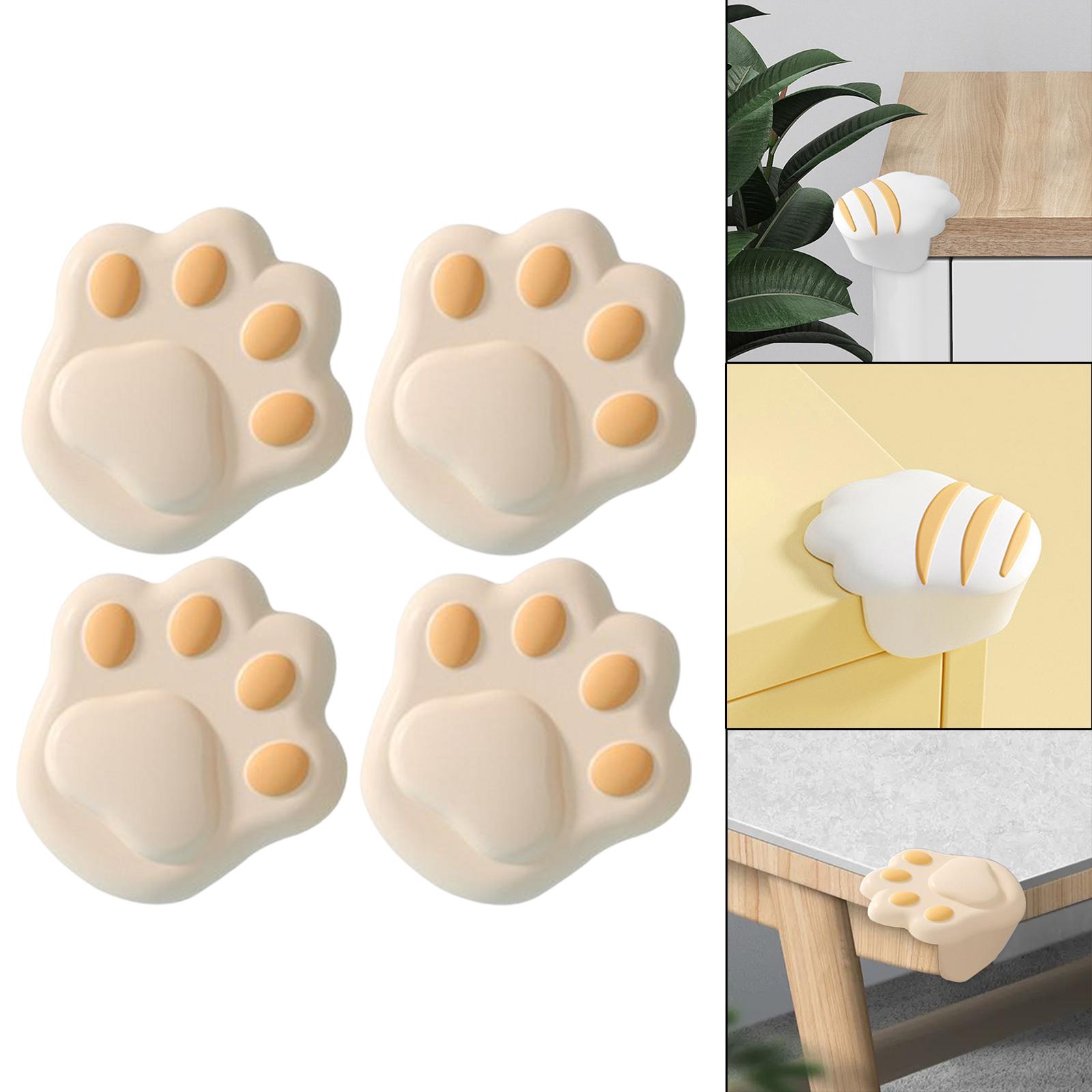 4x Cat Paw Table Corner Protector Edge Guard for Furniture Cabinet Cupboard Khaki