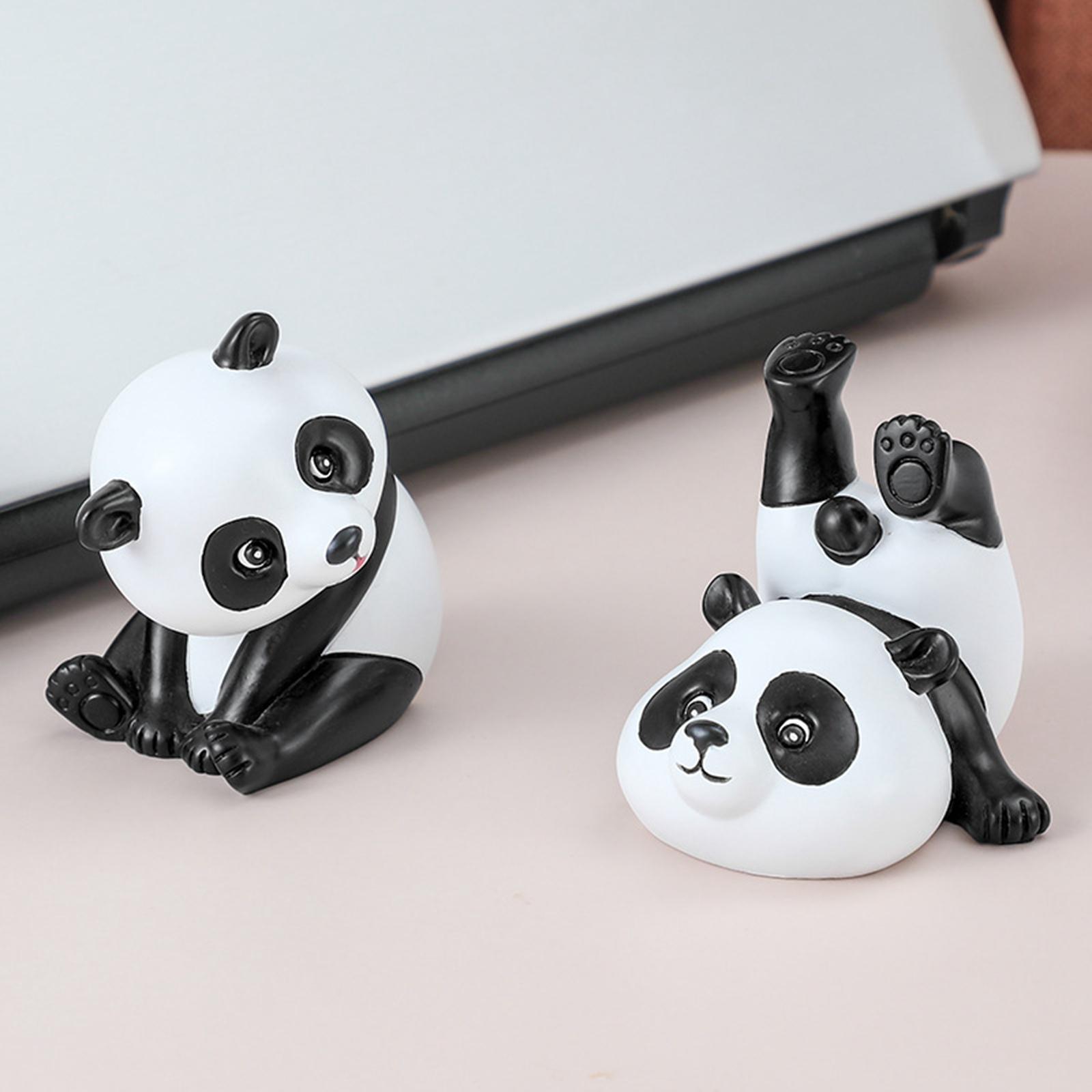 3pcs Resin Panda Statue Sculpture Ornament Simulation Decoration