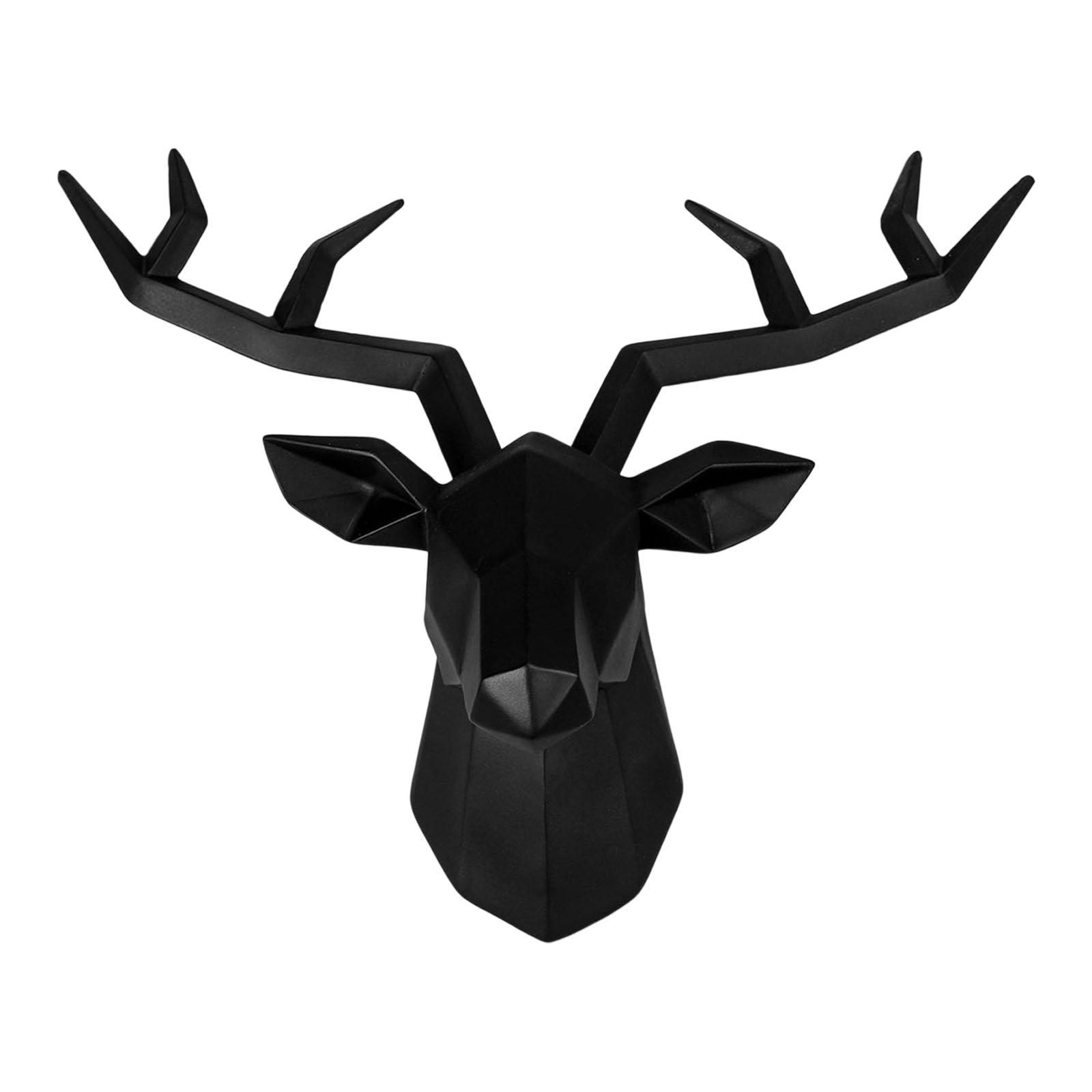 Resin Deer Head Wall Sculpture Black