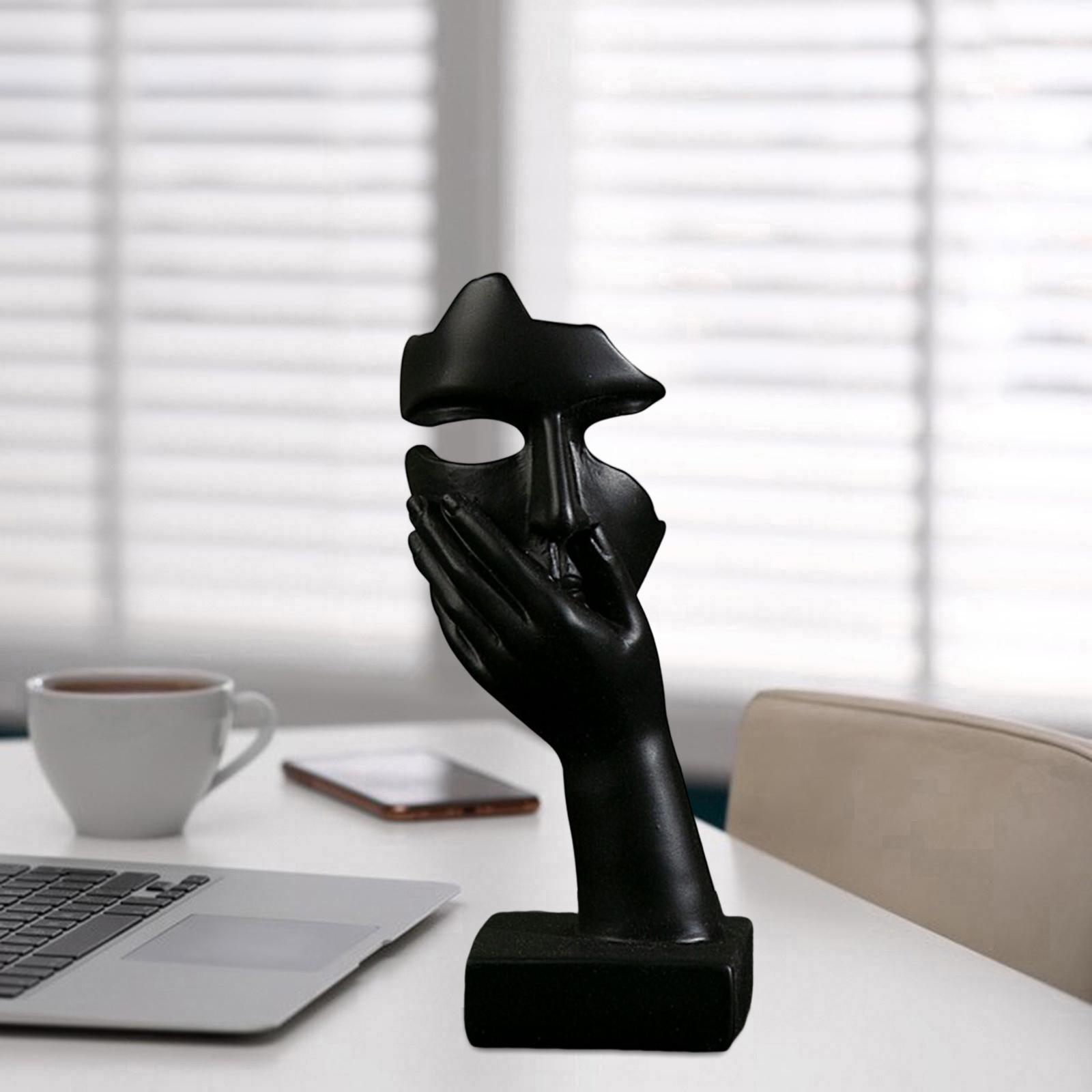 Thinker Statue Figurine Creative Sculpture for Home Bookshelf Ornament Black