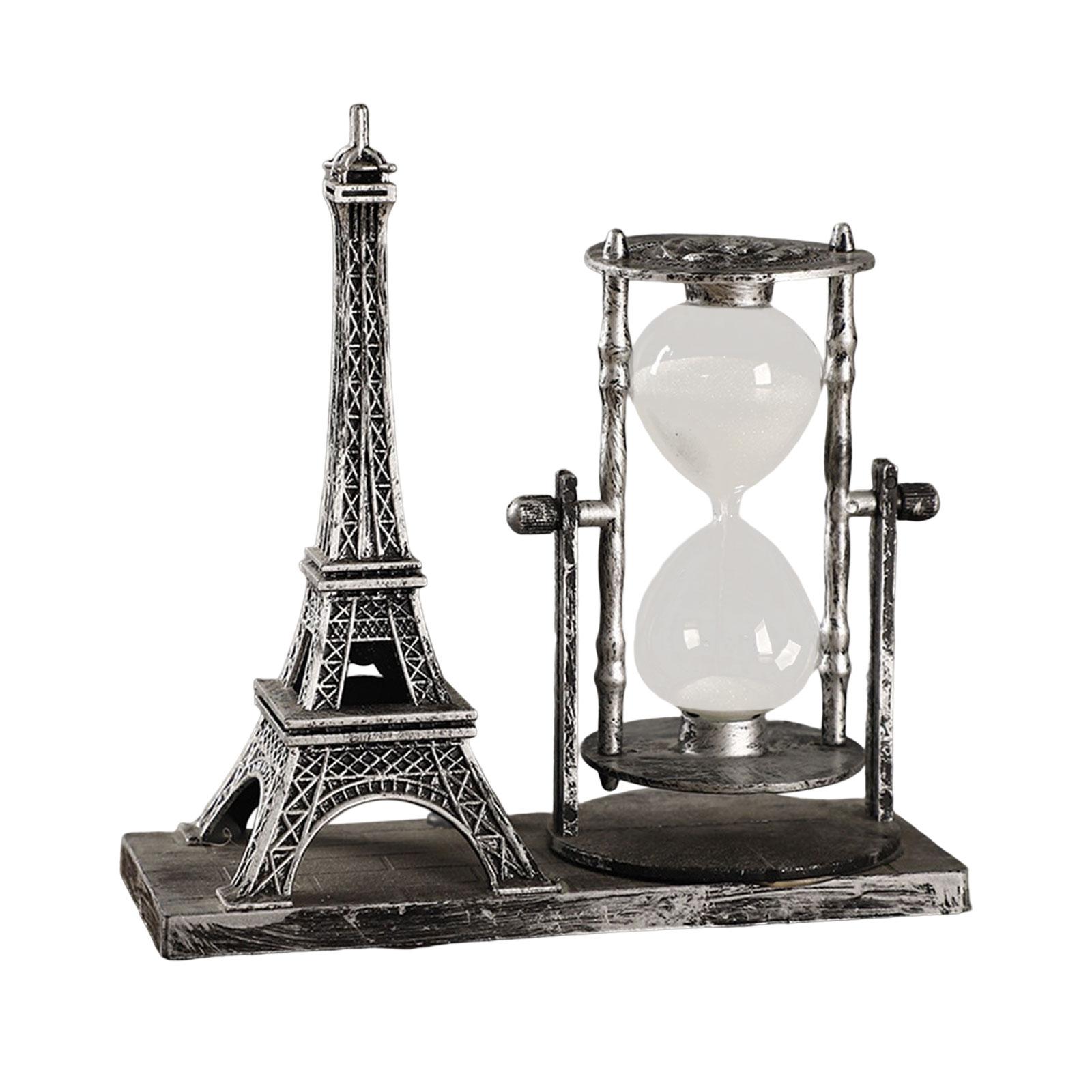 Iron Tower Hourglass Sand Timer Table Centerpiece for Desktop Kitchen Silver