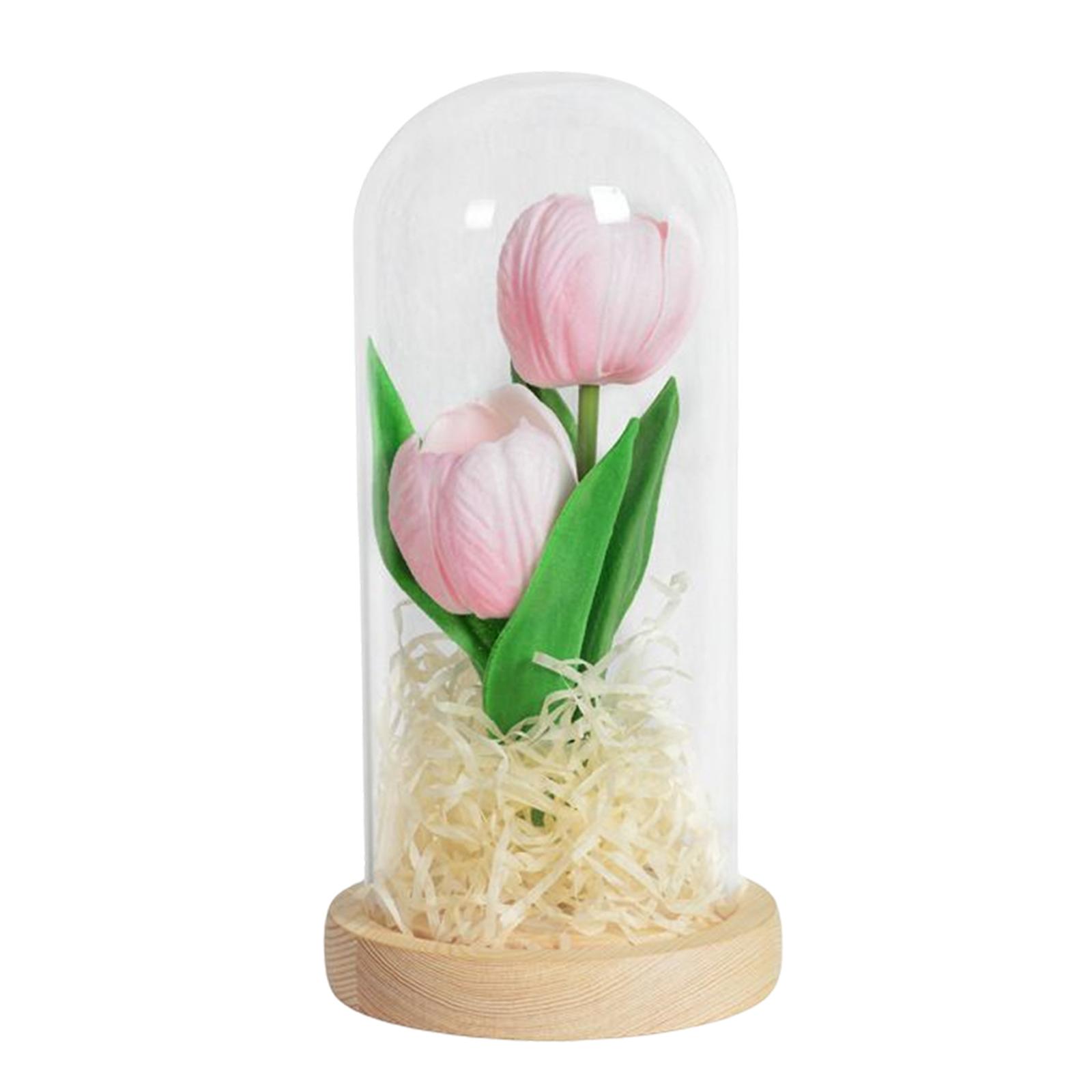 Faux Flower LED Light Flowers Dome Scenery Supplies Centerpiece Romantic Pink