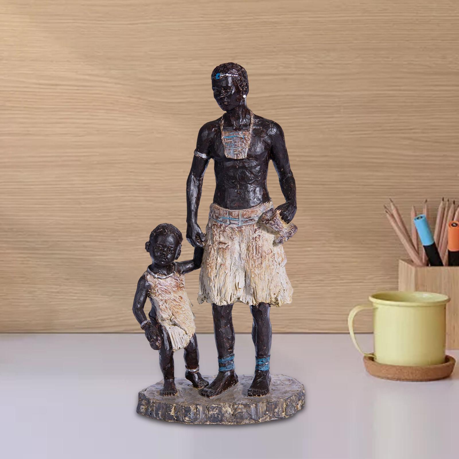 Father Kid Resin Figurines Bedroom Shelves Accent African Statue Sculpture