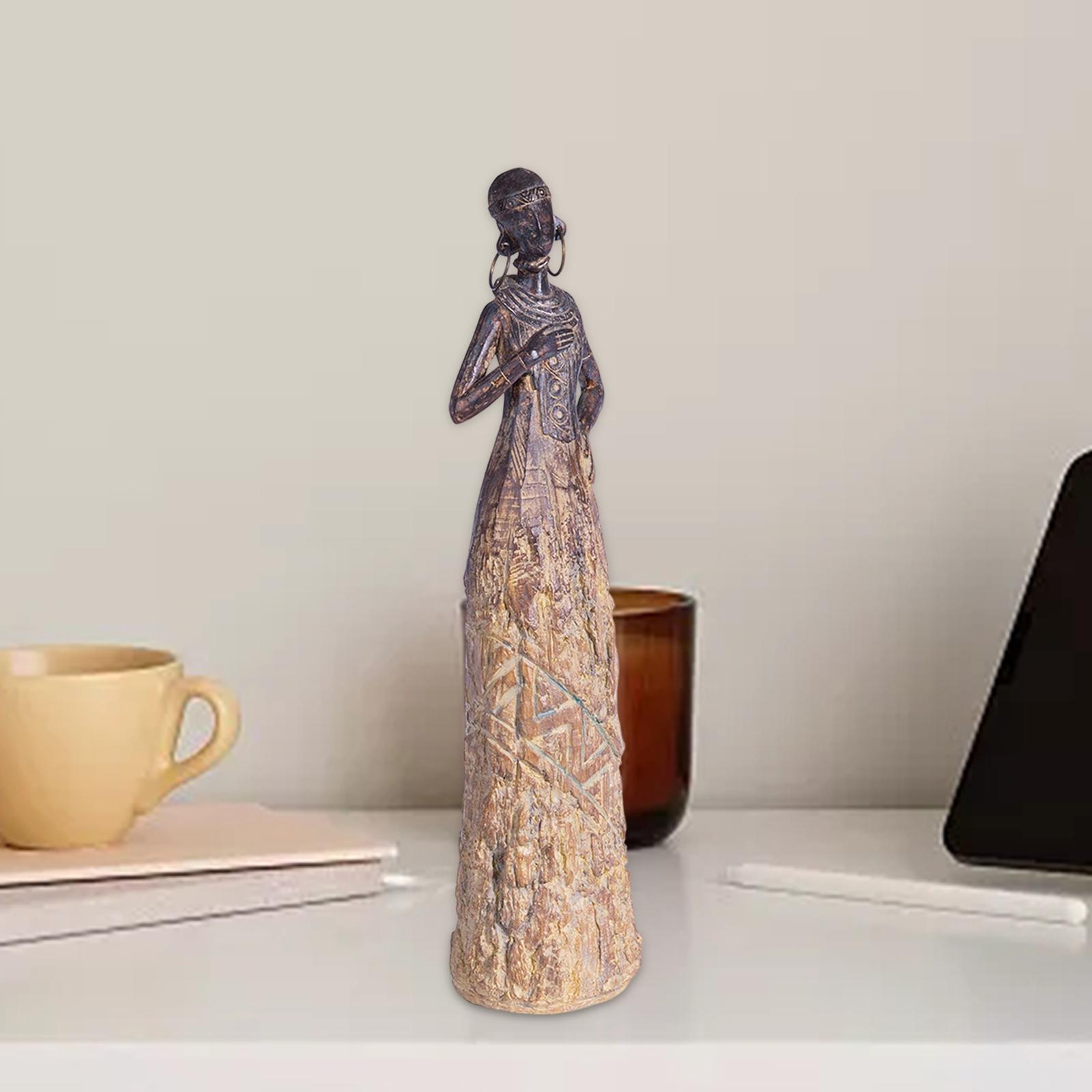 African Lady Figurine Resin Statue Sculpture for Bedroom