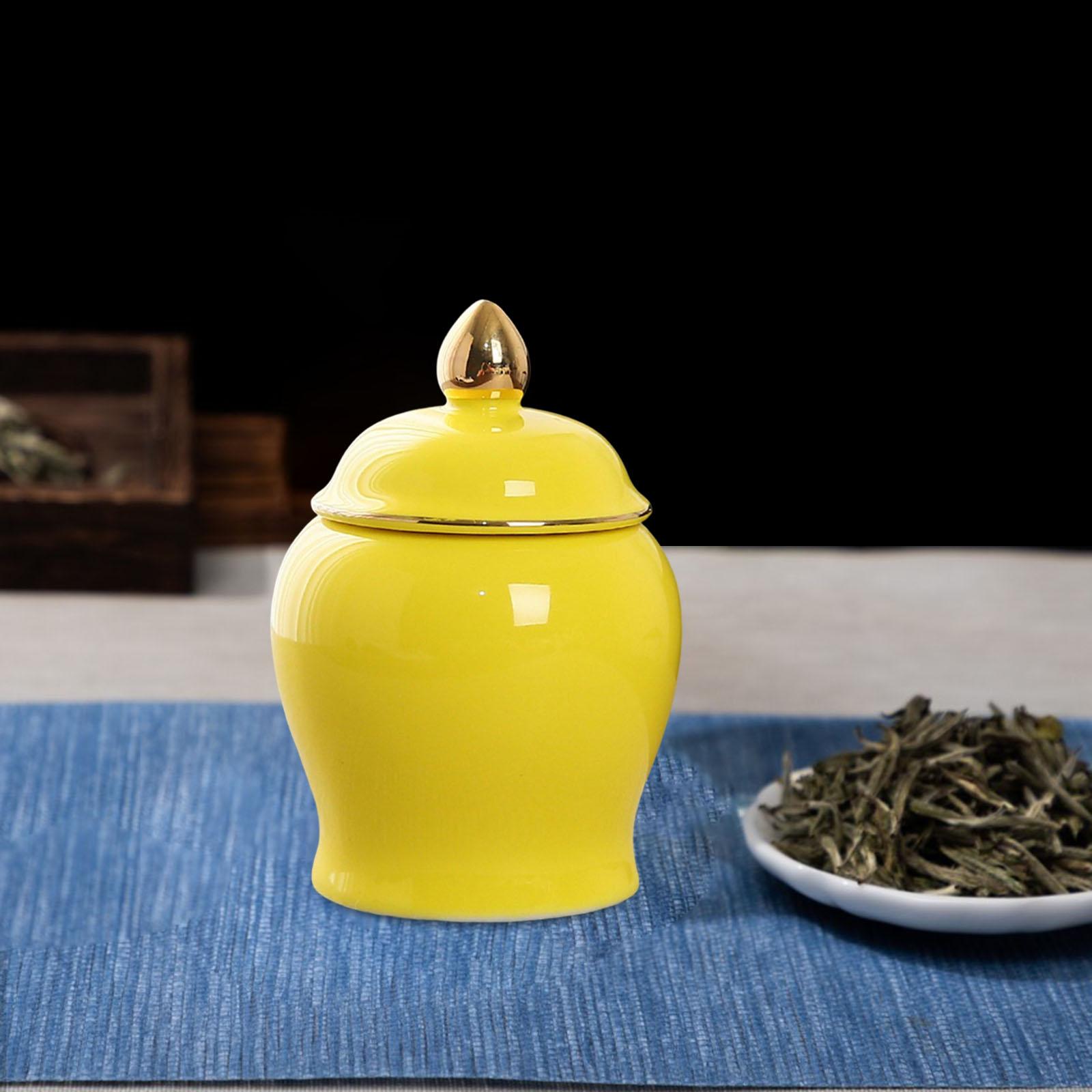 Kitchen Canisters Container Ceramic Food Storage Jar for Coffee Beans Spice Yellow
