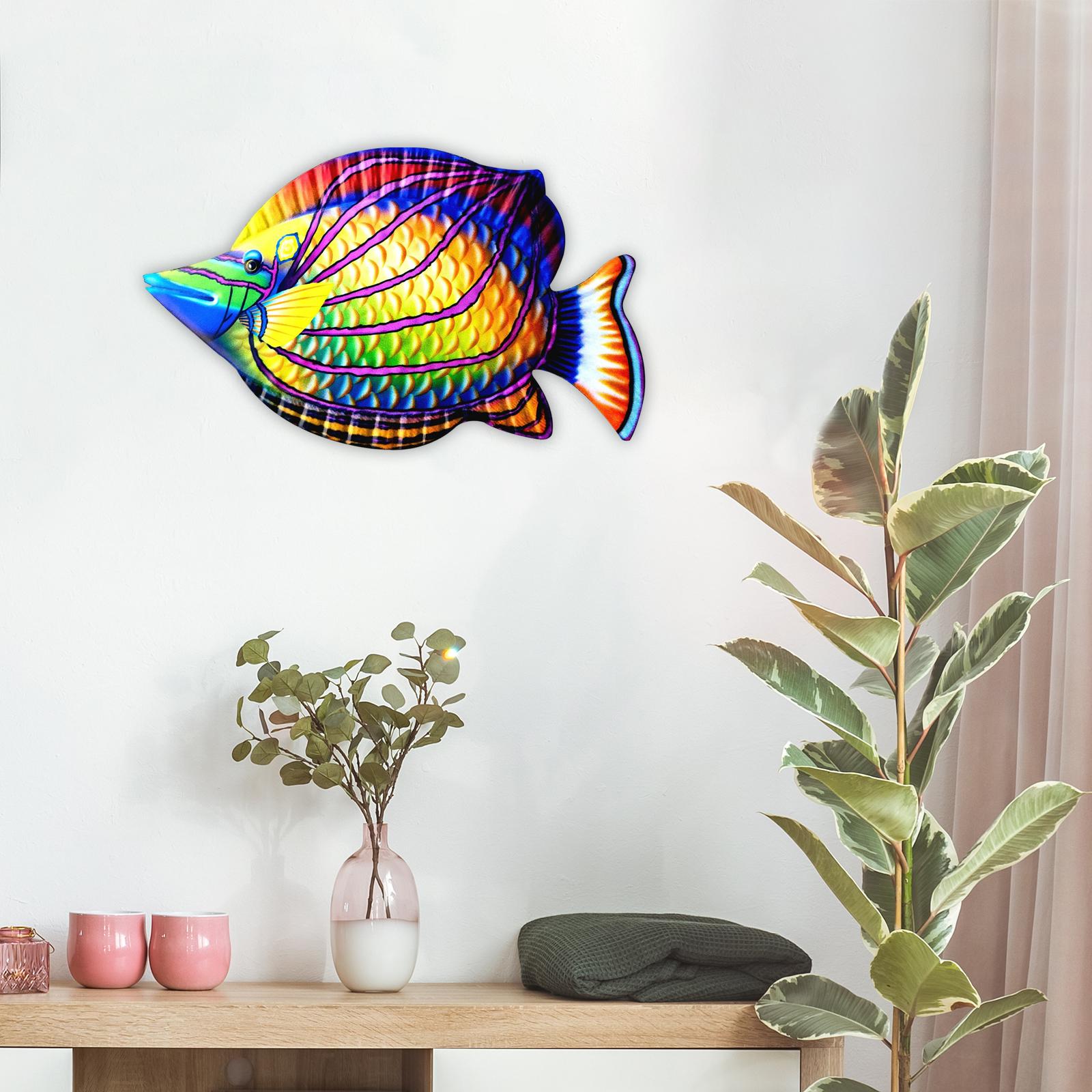 fish Decor Statue Wall Decoration for Bathroom Balcony Office Red 