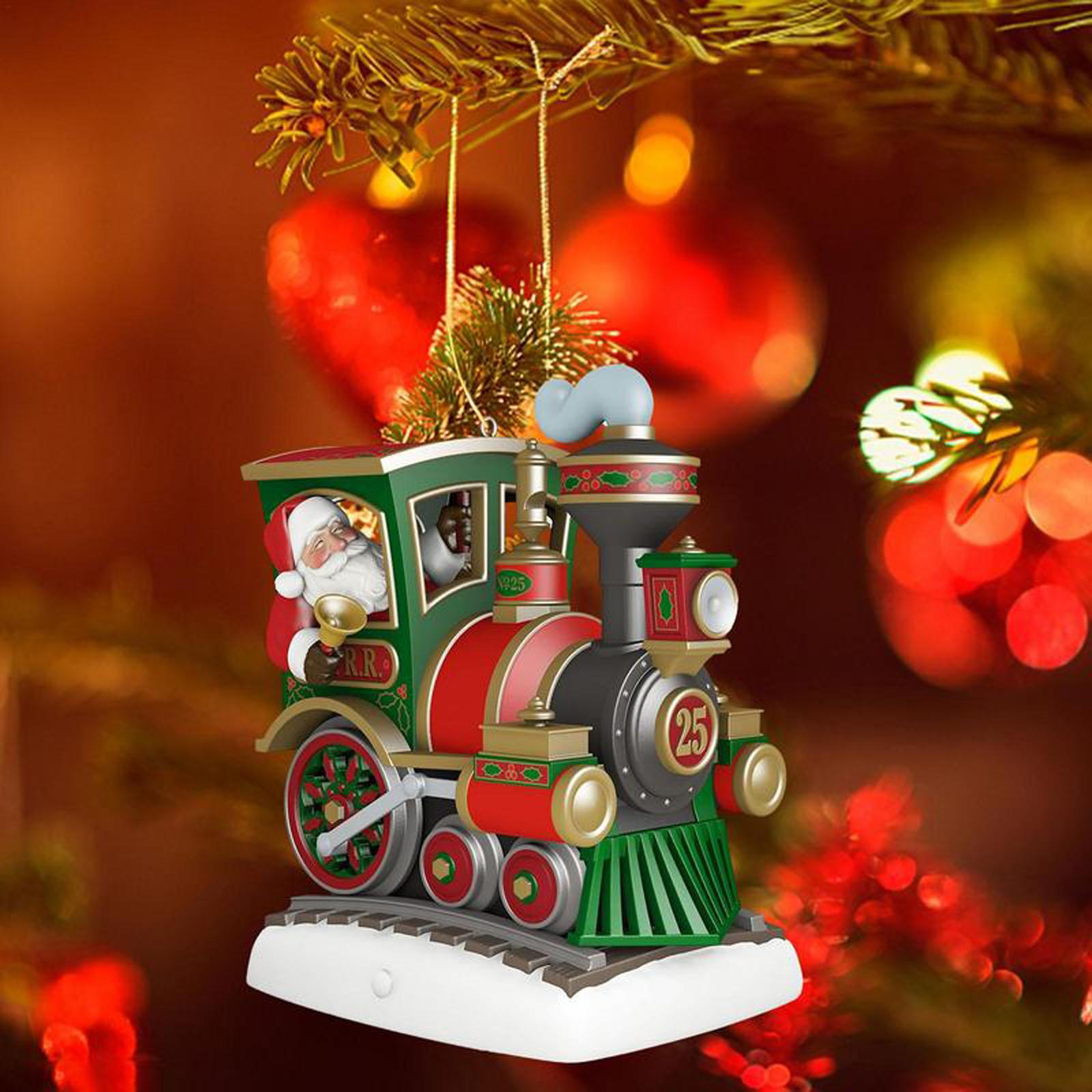 Lovely Christmas Train Pendant Santa Claus Figurine for Xmas Home Decor
