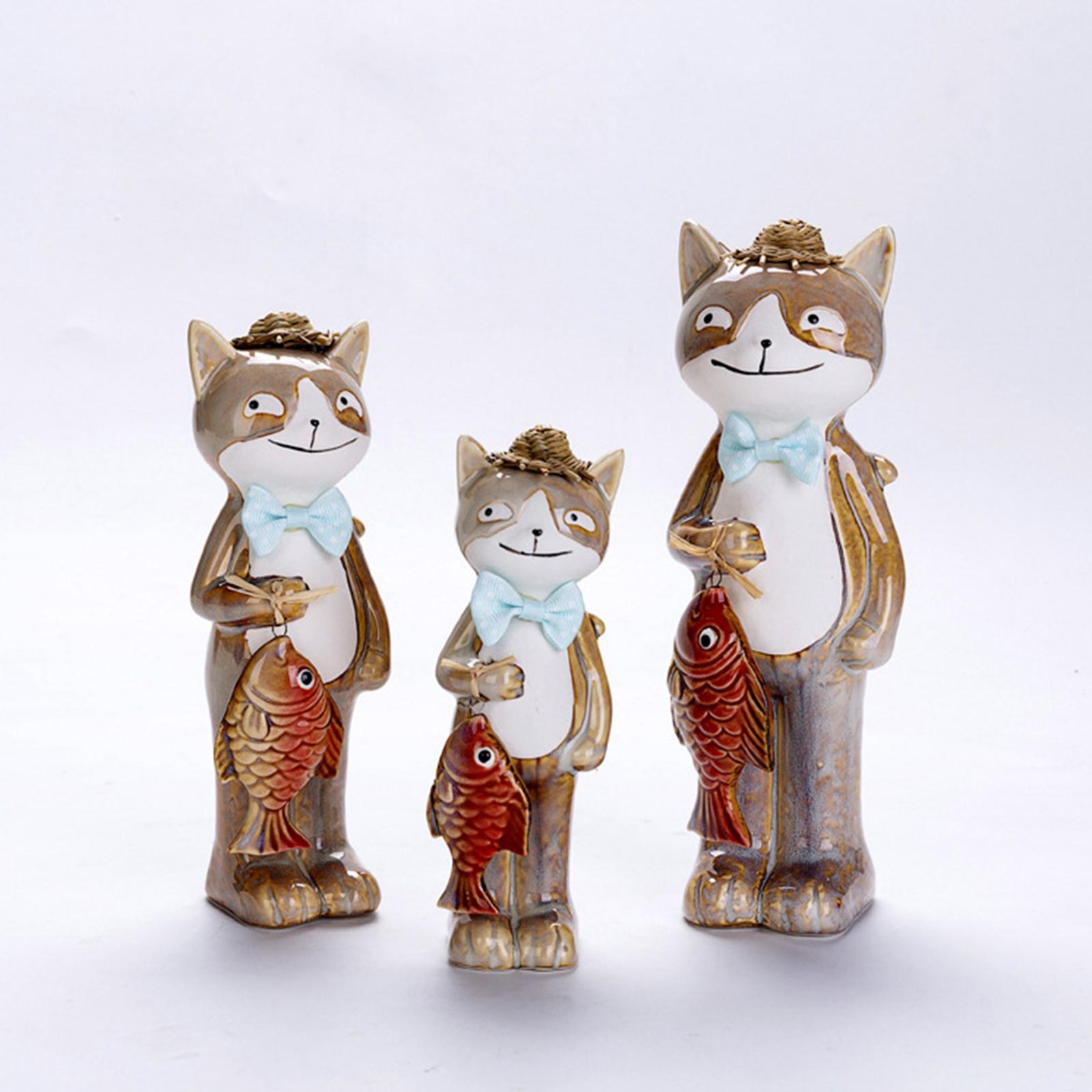 3Pcs Cute Garden Figurines Tabletop Kitten Statues for Indoor Cabinet Lawn