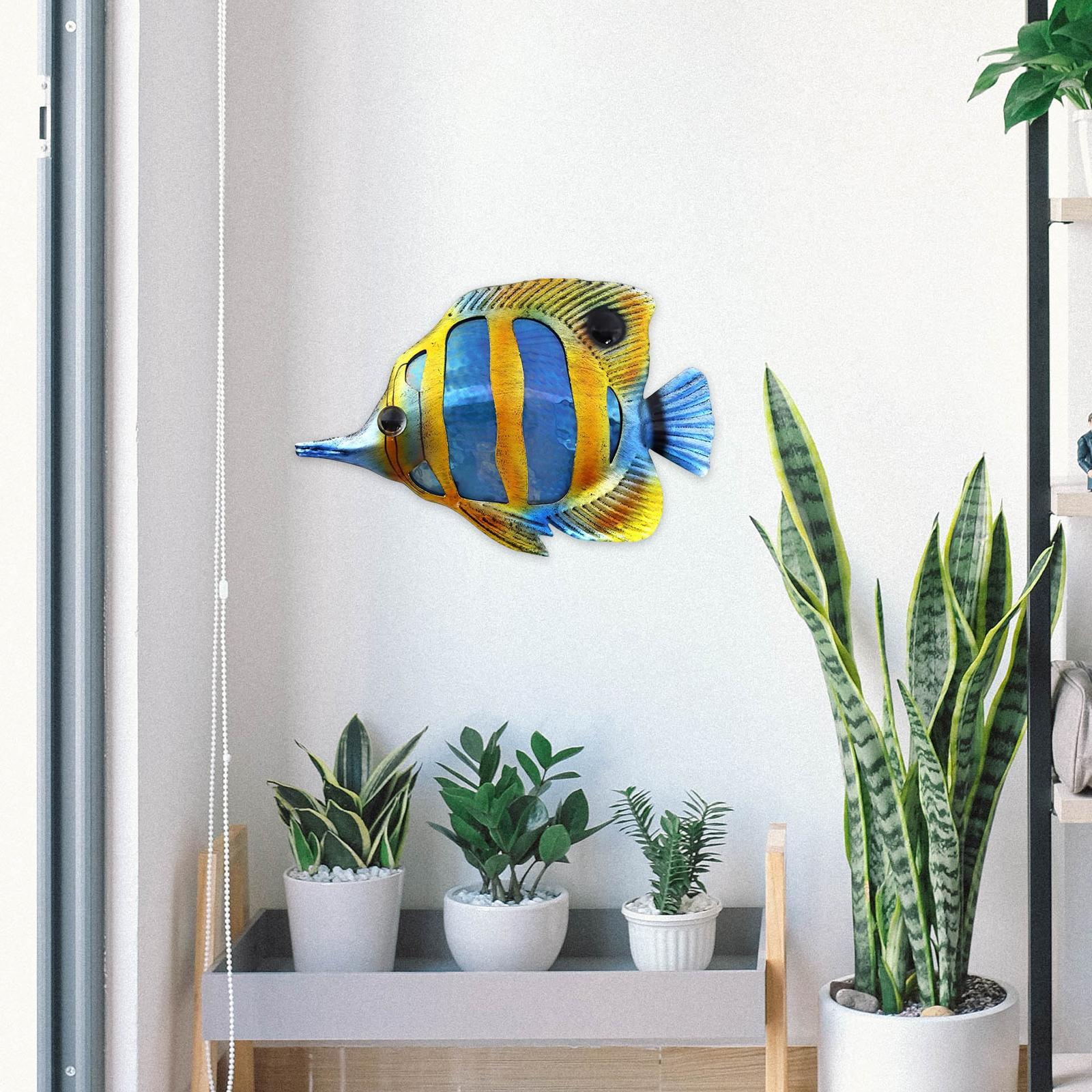 Modern Fish Wall Sculpture Art Decorative Wall Hanging Metal for Bathroom