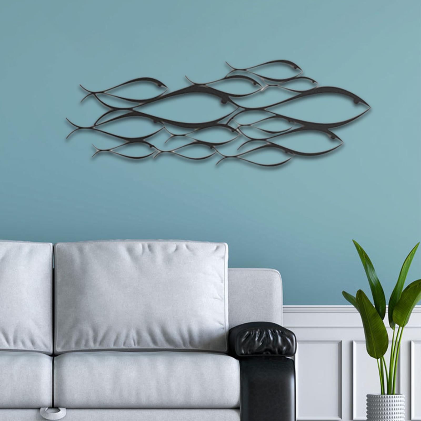 Creative Fish Wall Sculpture Decorative Metal for Home Living Room Indoor 43cmx15cm 