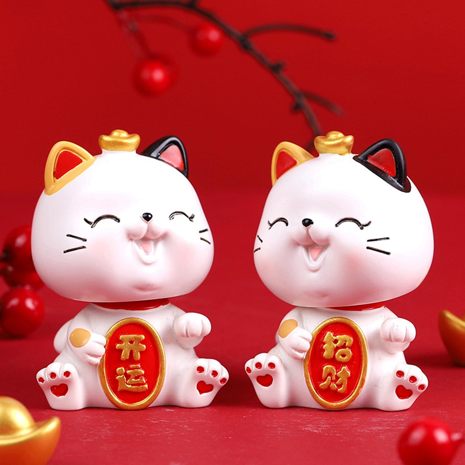 Lucky Cat Figurine Artwork Creative Ornament for Tabletop Present Restaurant Style A
