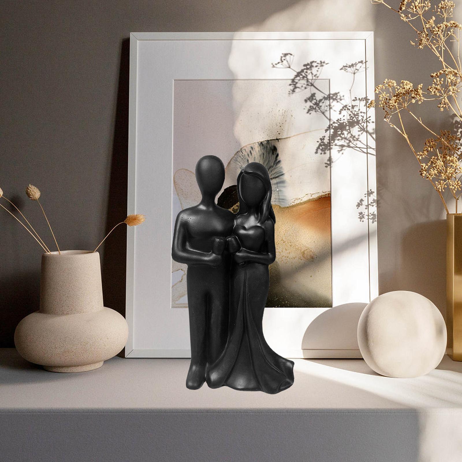 Couple Statue Resin Couple Figurine Couple Sculpture Art for Valentine's Day Black Cheers