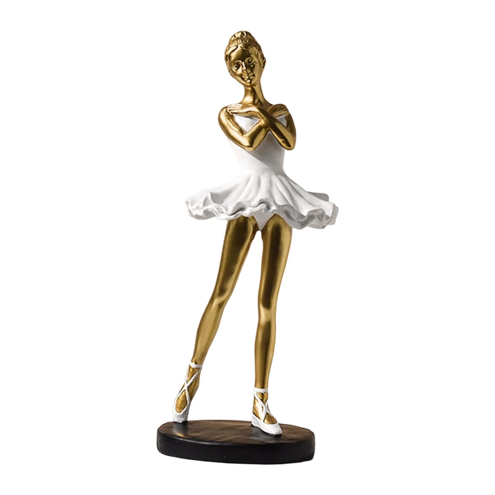 Resin Girl Figure Ballet Dancer Sculpture Office Ballerina