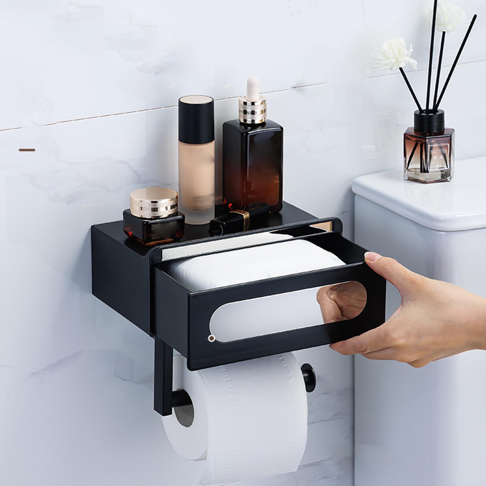 Wall Mounted Toilet Paper Holder Multifunctional Toilet Paper Roll Dispenser Black Style A