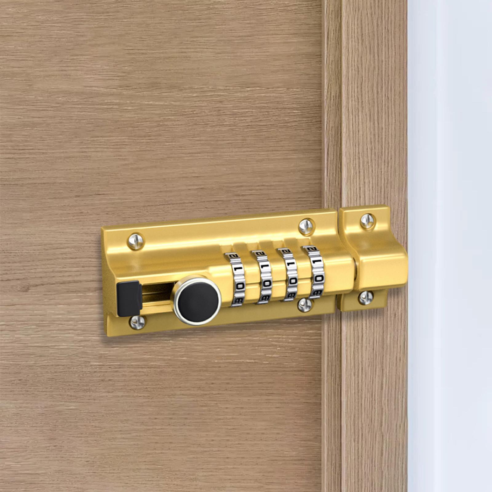 Combination Locking Bolt Mechanical Password Lock Sliding Bolt Latch Gold