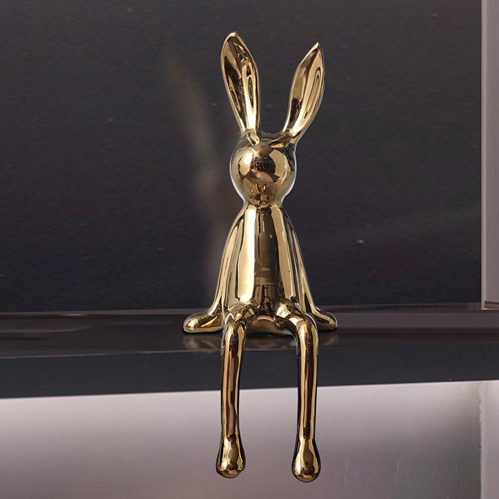 Rabbit Statues Animal Figures Hallway Easter Bedroom Office Bunny Sculptures gold