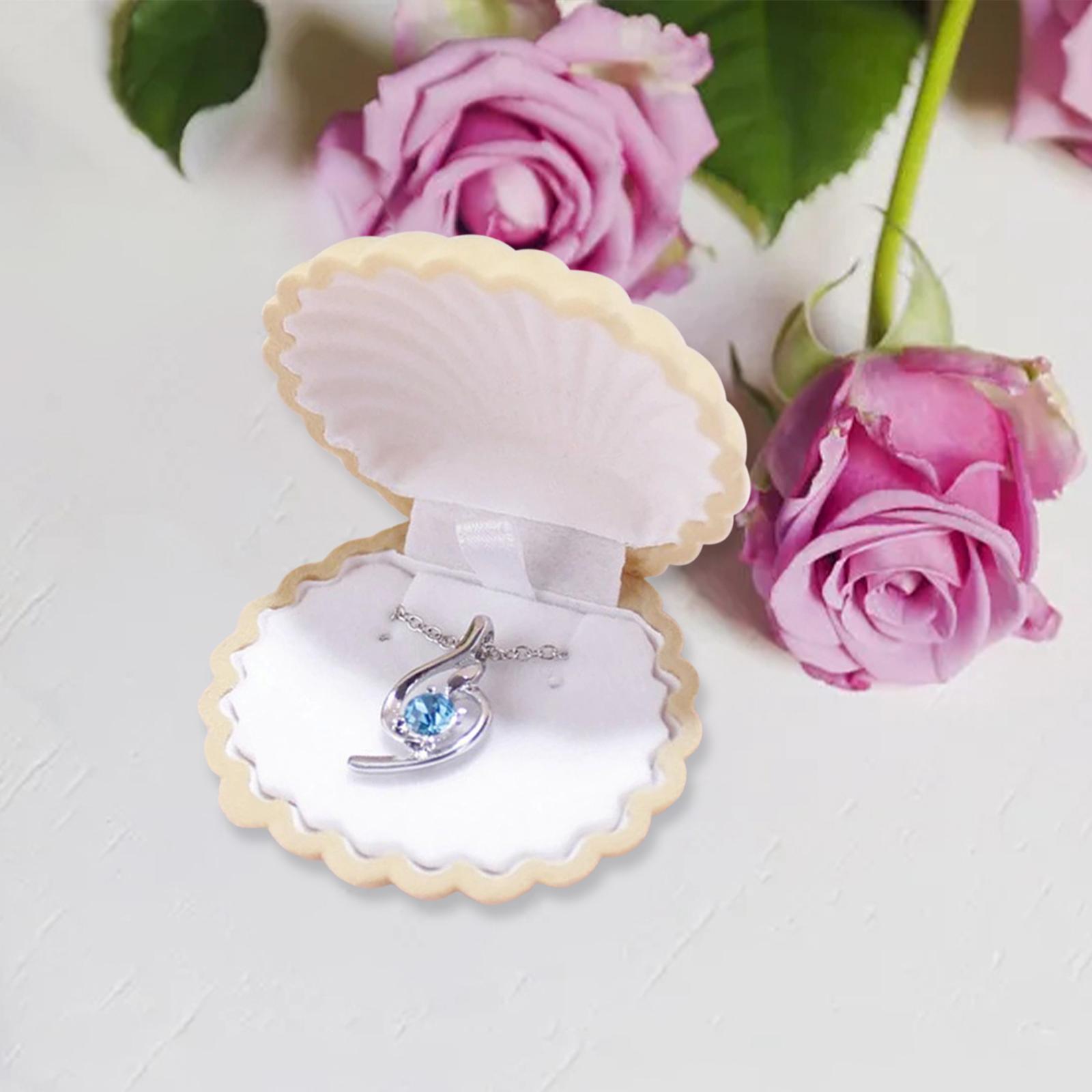 Jewelry Box Decorative Elegant Shell Shape for Wedding Engagement Decoration C