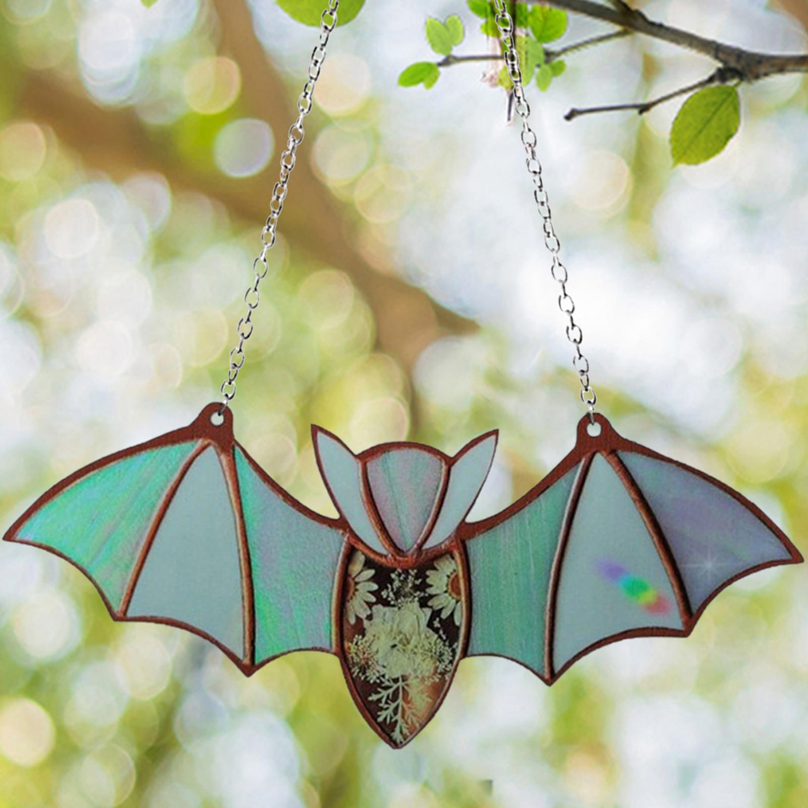 Hanging Bat Decoration Bat Stained Glass Window Hanging for Yard Bar Bedroom Style D
