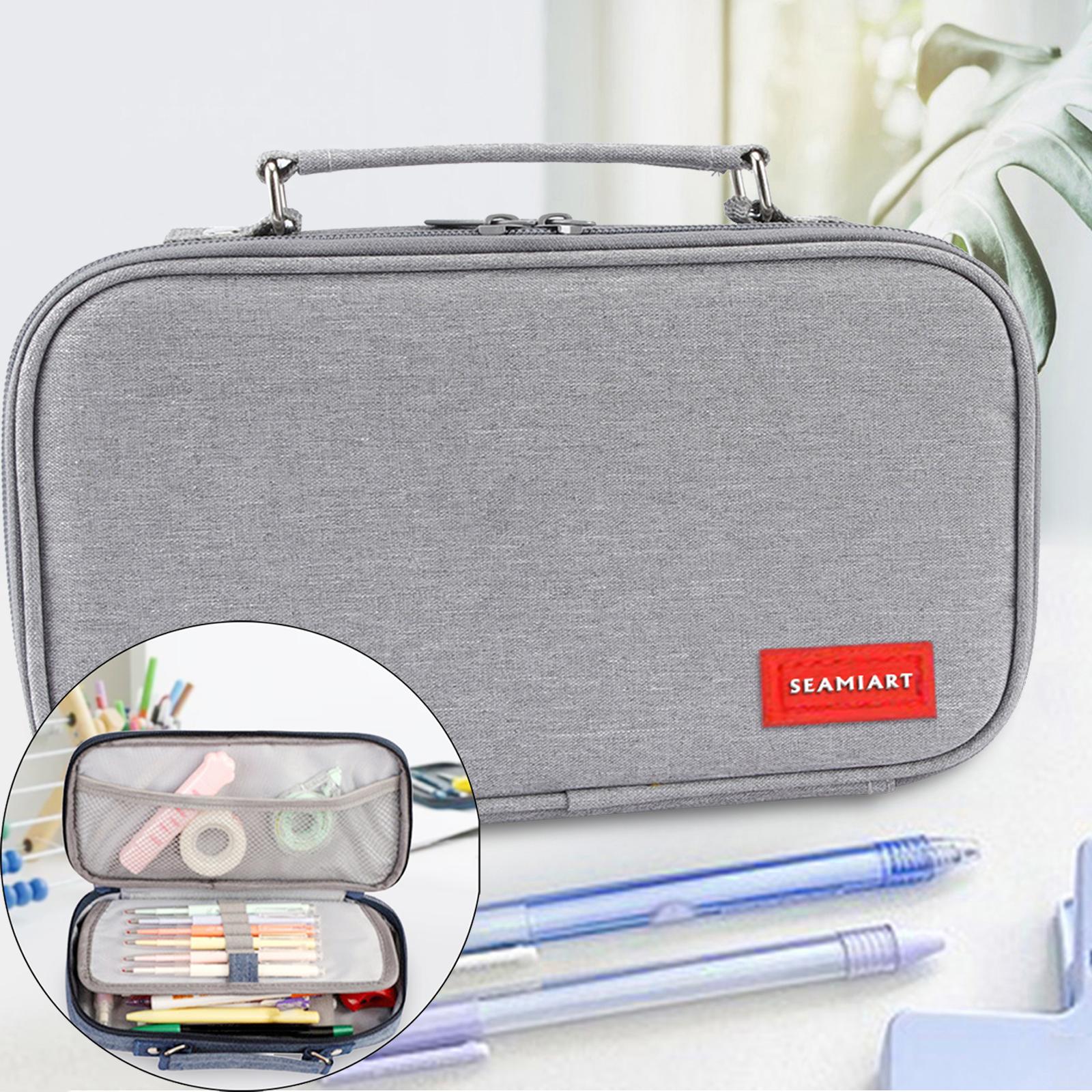 Pencil Case Pouch with Zipper Office Supplies Pen Case for Boys Girls Adults Gray 24.5x5x15.5cm