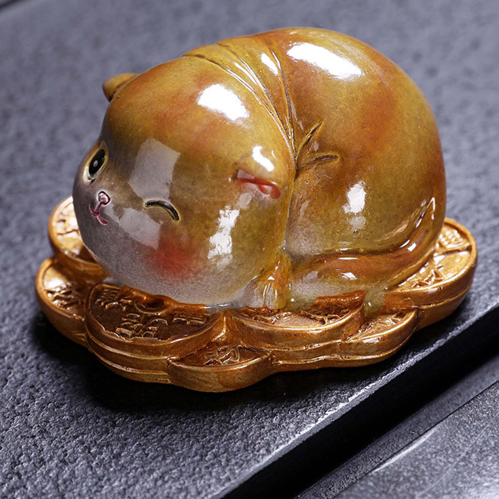 Tea Pet Cat Color Changing Animal Figurine for Tray Living Room Car Style A