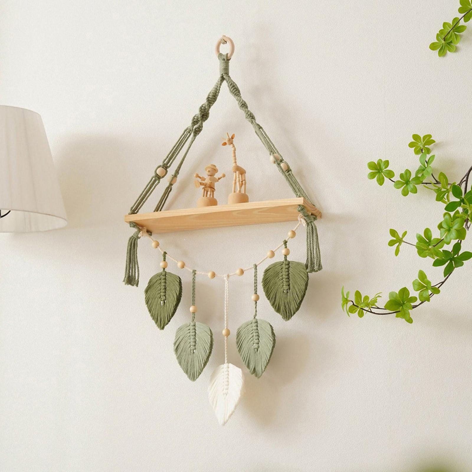 Leaves Macrame Wall Hanging Tapestry Plant Shelf for Backdrop Apartment Home