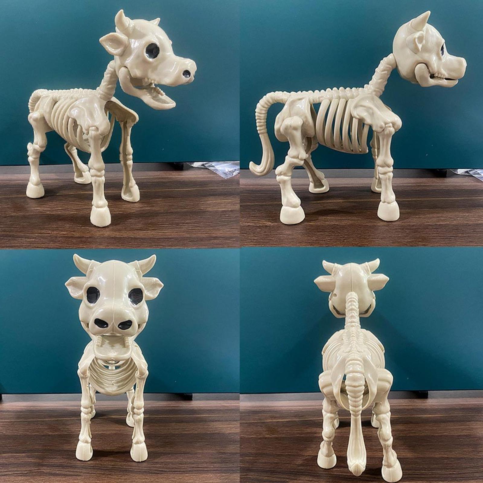 Cow Skeleton Statue Halloween Gift Desktop Ornament for Cabinet Bedroom Desk