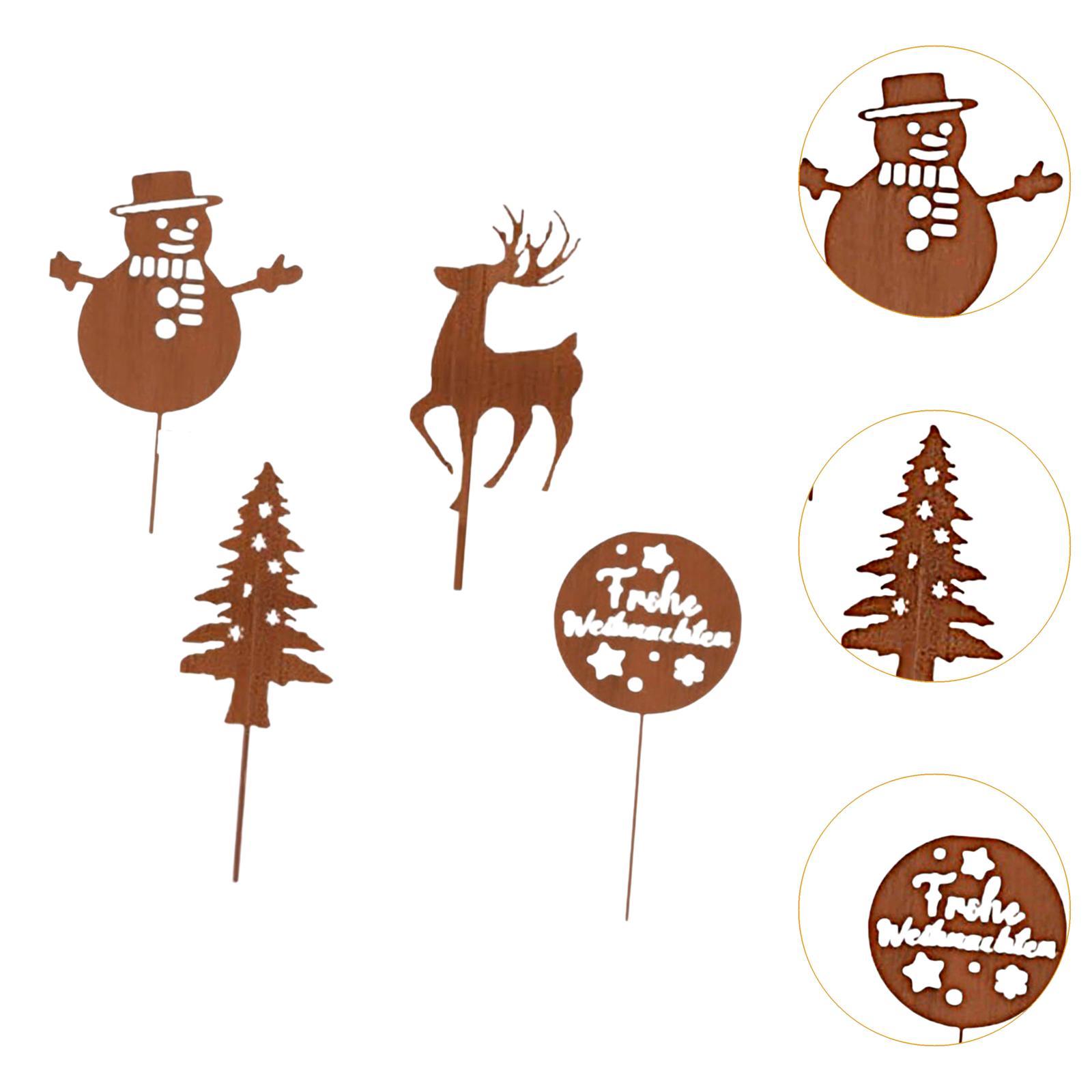 Christmas Garden Stakes Xmas Yard Signs for Courtyard Outside Flower Pot