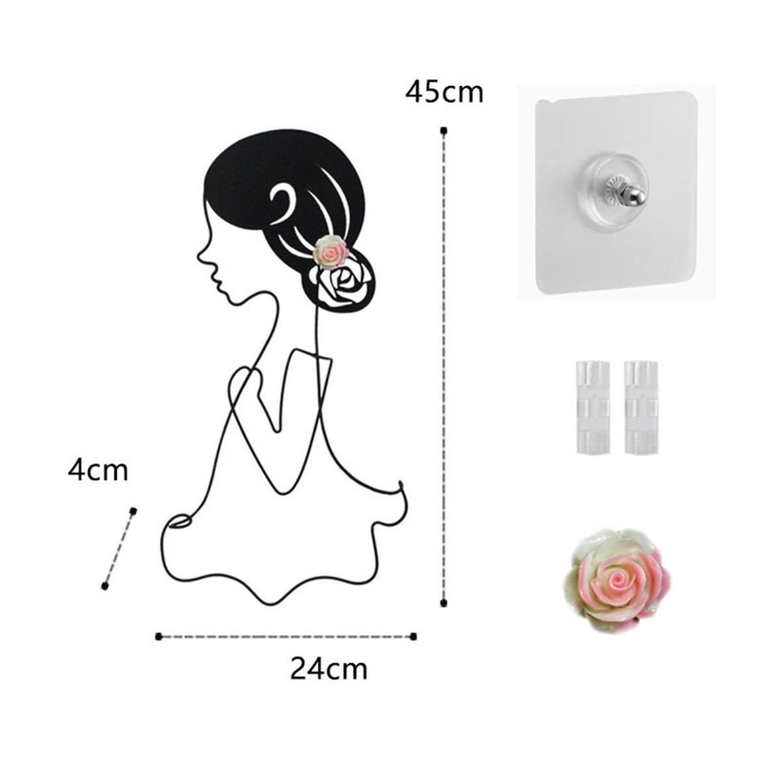 Metal Girl Profile Hook Wall Mount Hanging Organizer for Umbrellas Headbands