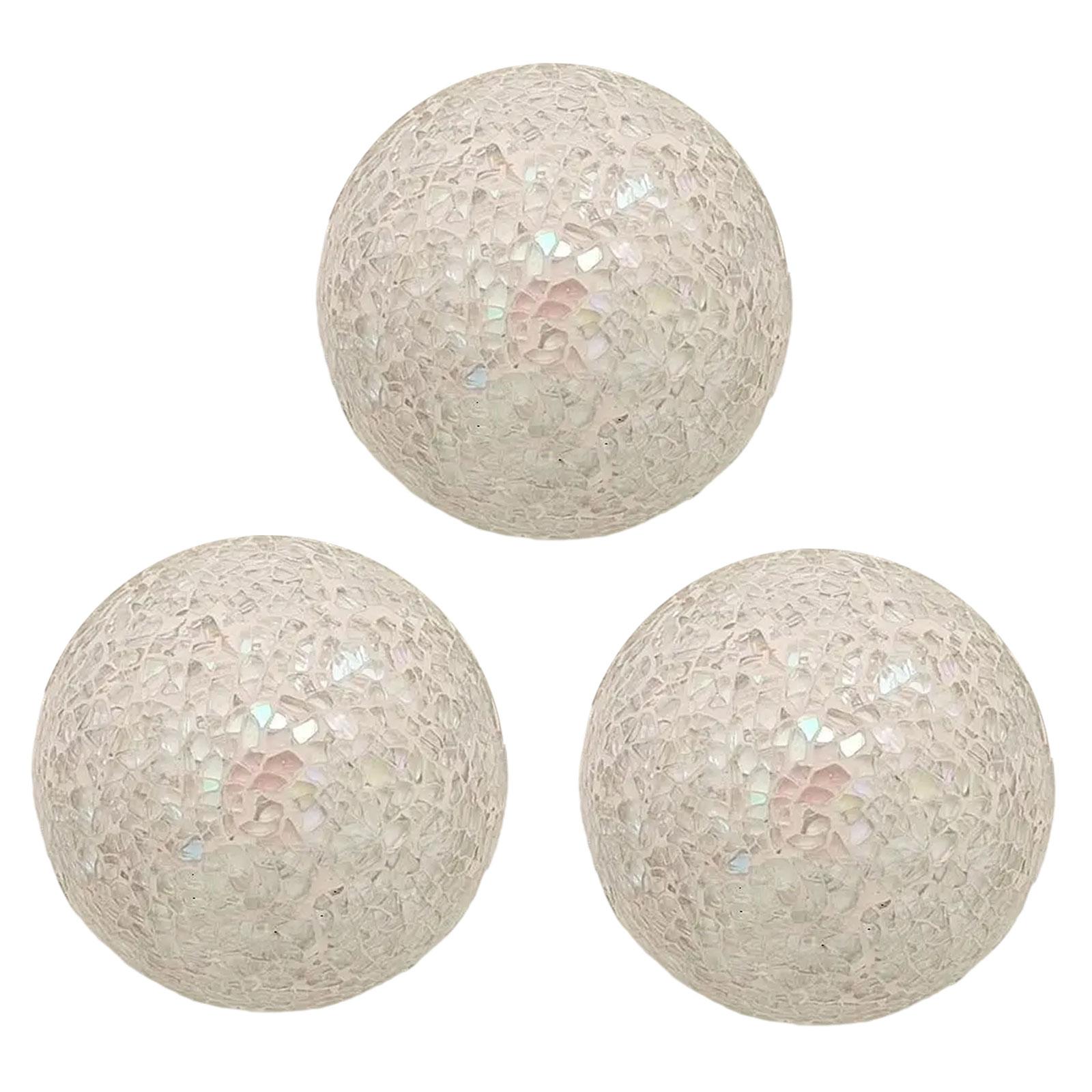 Glass Mosaic Balls Tray 3Pcs Silver