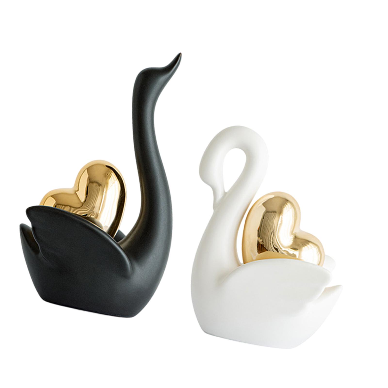 Swan Figurines Black And White