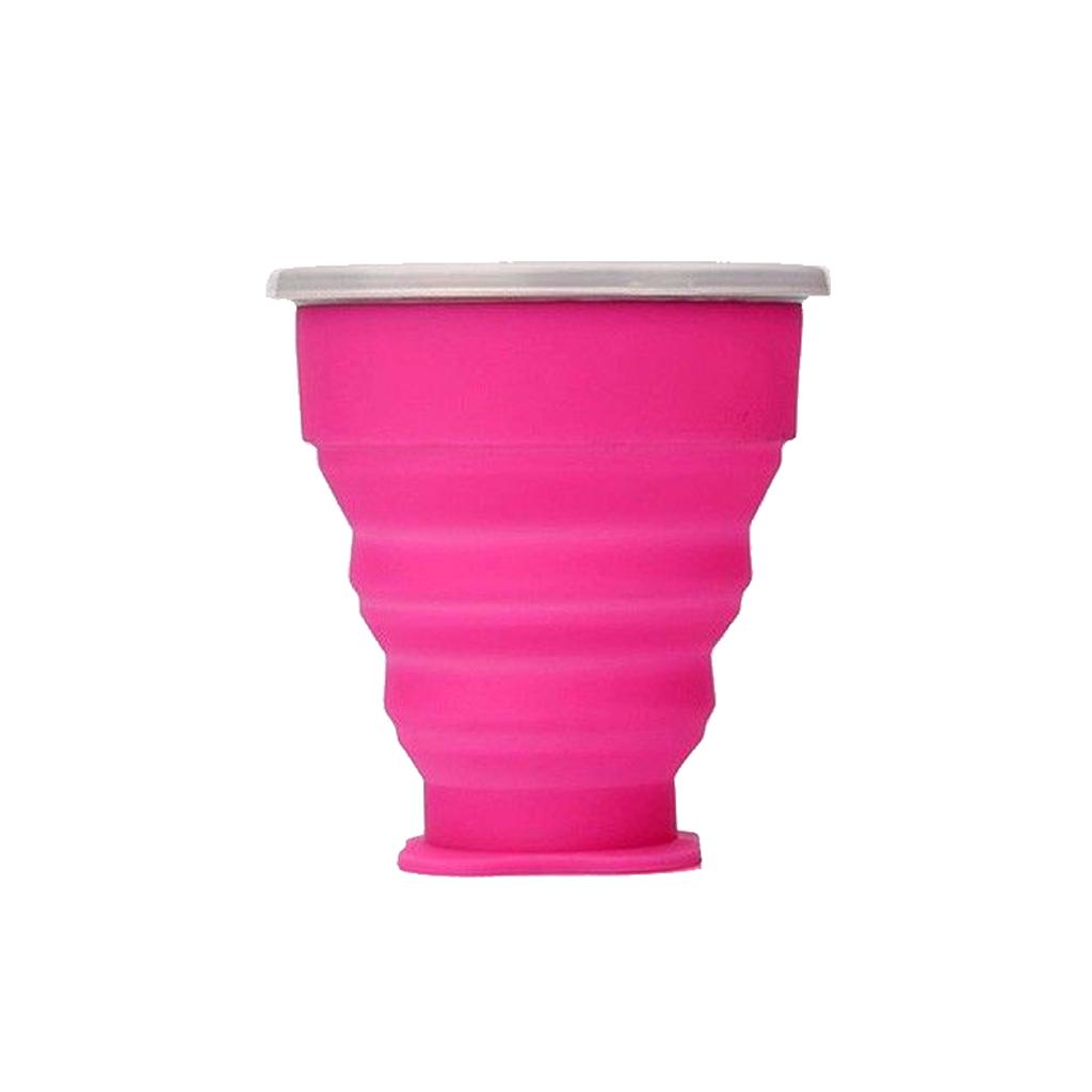 Silicone Camping Folding Cup Collapsible Trip Outdoor Travel Tool Rose Red