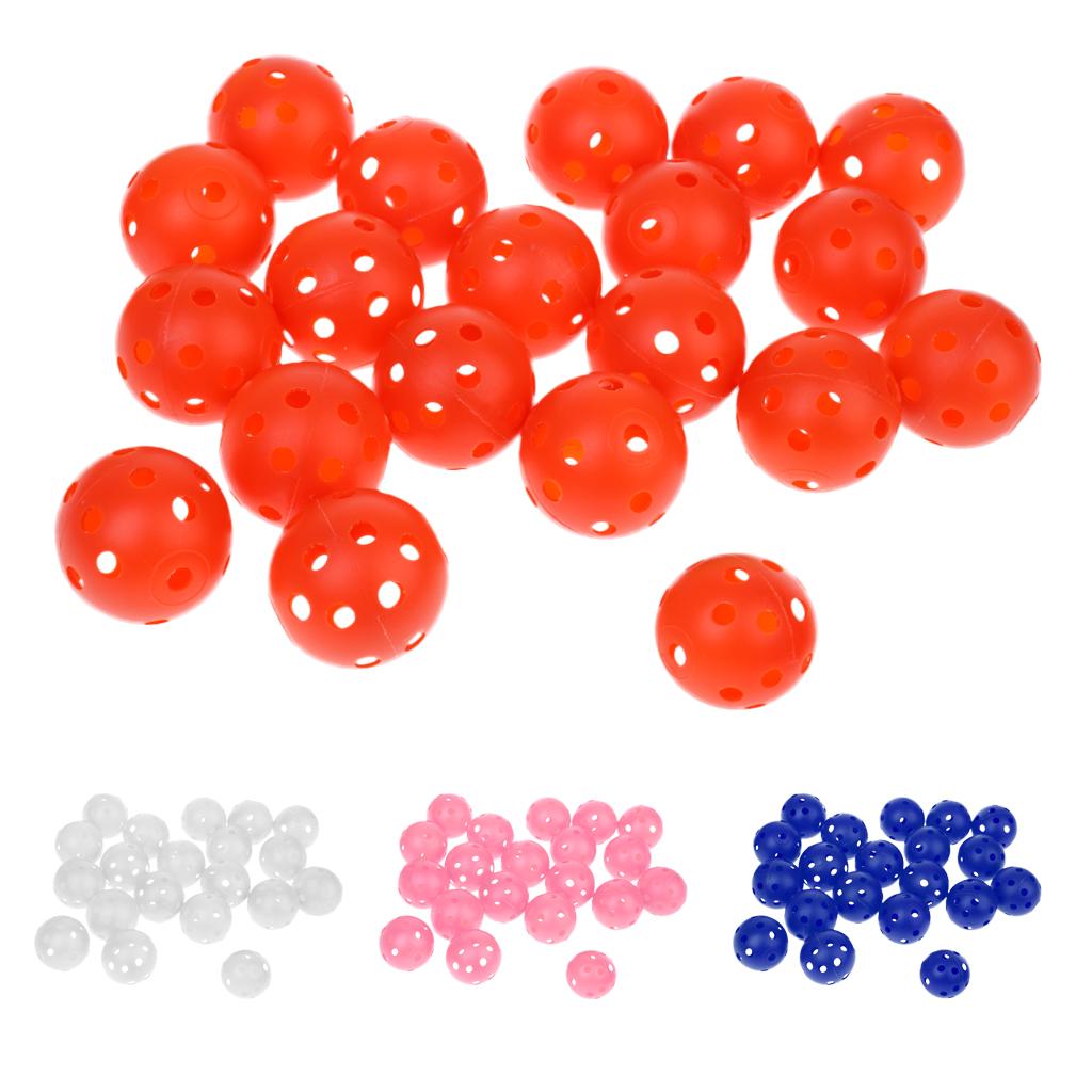 2x20 Pieces Plastic Hollow Golf Balls Perforated Practice Training Ball Orange