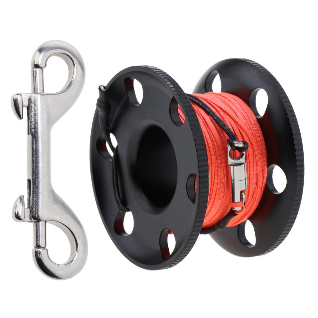 Scuba Diving Aluminium Finger Spool Reel Stainless Steel Snap Bolt 30m/100ft