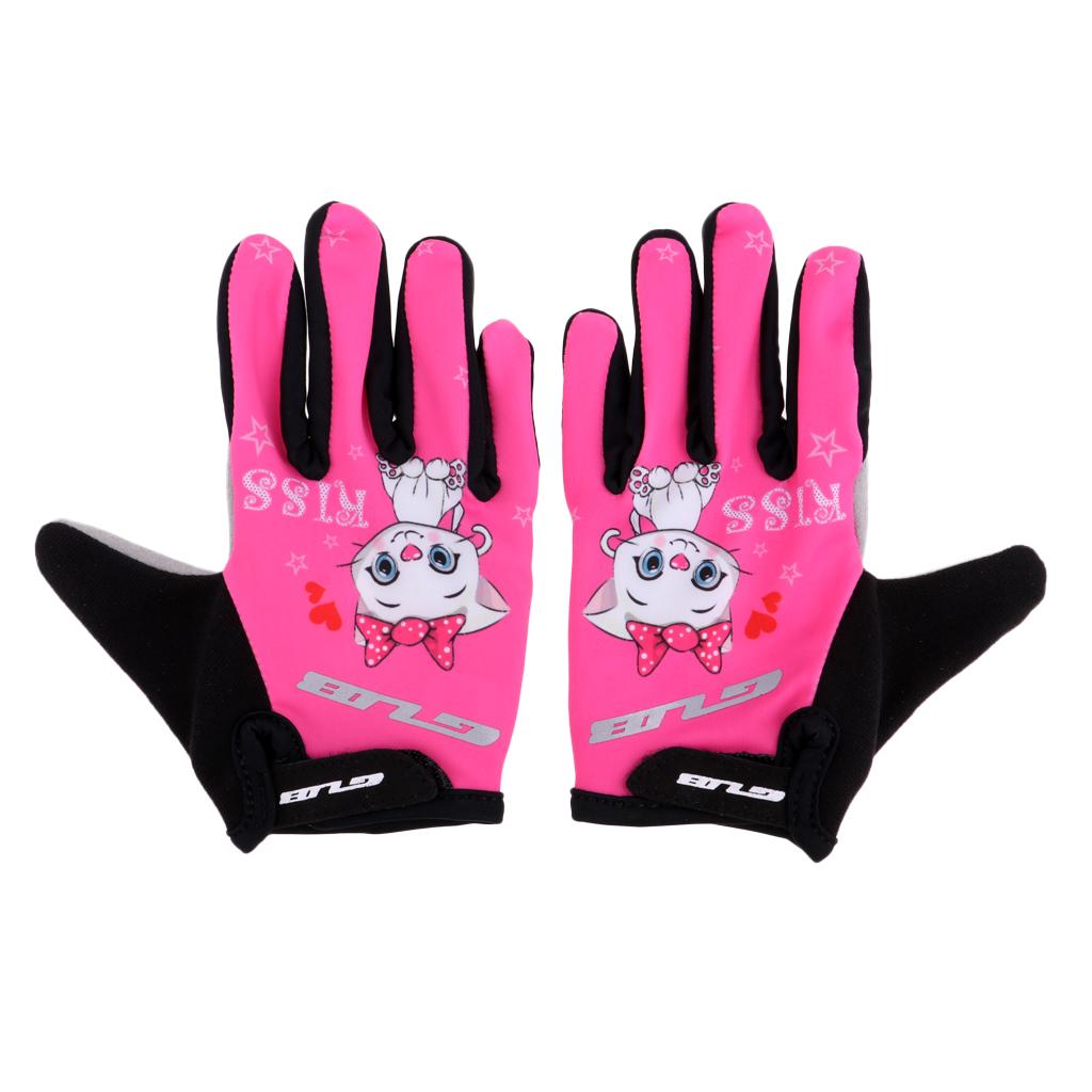 Kids Cycling Gloves Children Boys Girls Riding Glove Cat   L Long Finger 