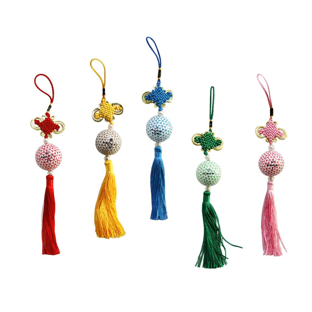 Chinese Knot Tassel with Golf Ball Home Car Office Hanging Decoration Red