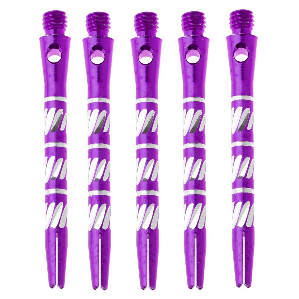 5 Pcs 50mm Thread Alloy Re-Grooved Dart Stems Shafts Silver Purple