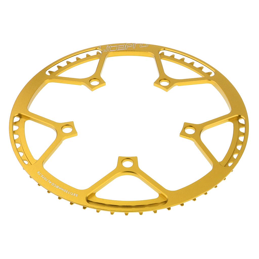 45T 47T 53T 56T 58T Chainring 130 BCD Single Speed Chain Ring Gold 58T 