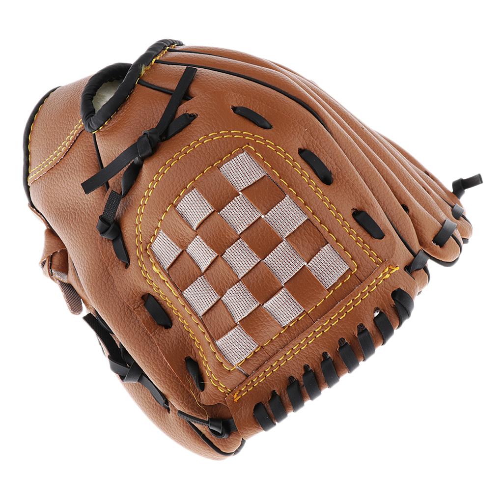 Left Handed Softball Glove Leather Wear-resistant Youth Baseball Mitt Brown