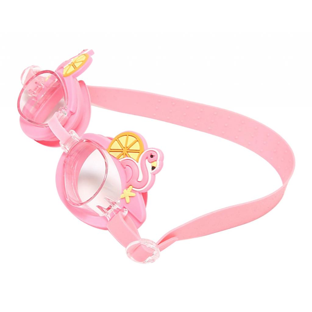 Kids Swimming Goggles Anti-Fog Adjustable Silicone Eyewear Pink Swan