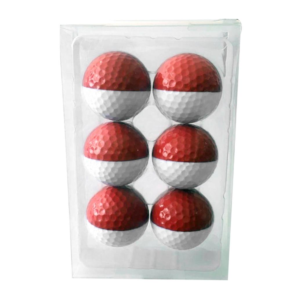 6pcs Golf Ball for Match Practice Play Golfer Gift Red White