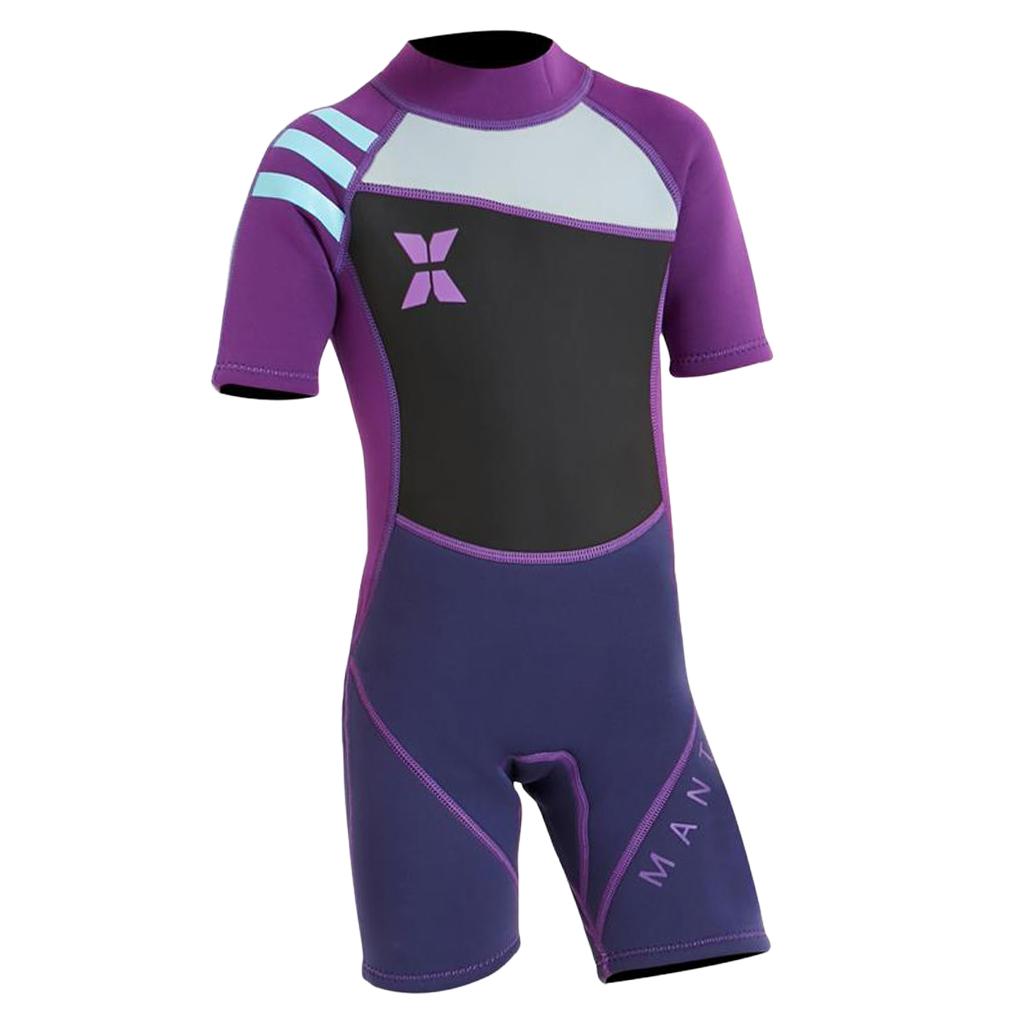 2.5mm Kids Short Sleeve Wetsuit Beach Diving Swimwear Swimsuit L