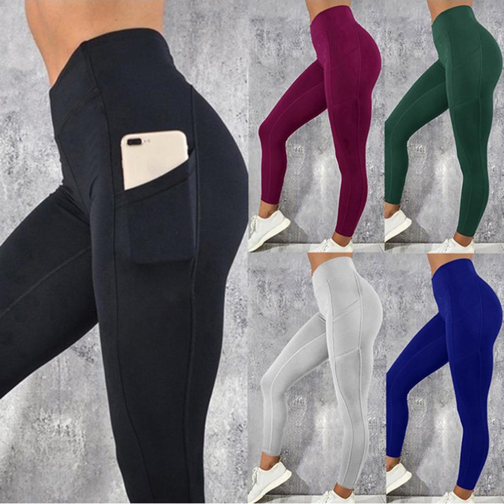 Workout Leggings Gym Sportswear Yoga Pants Fitness Tights Trouser Gray M