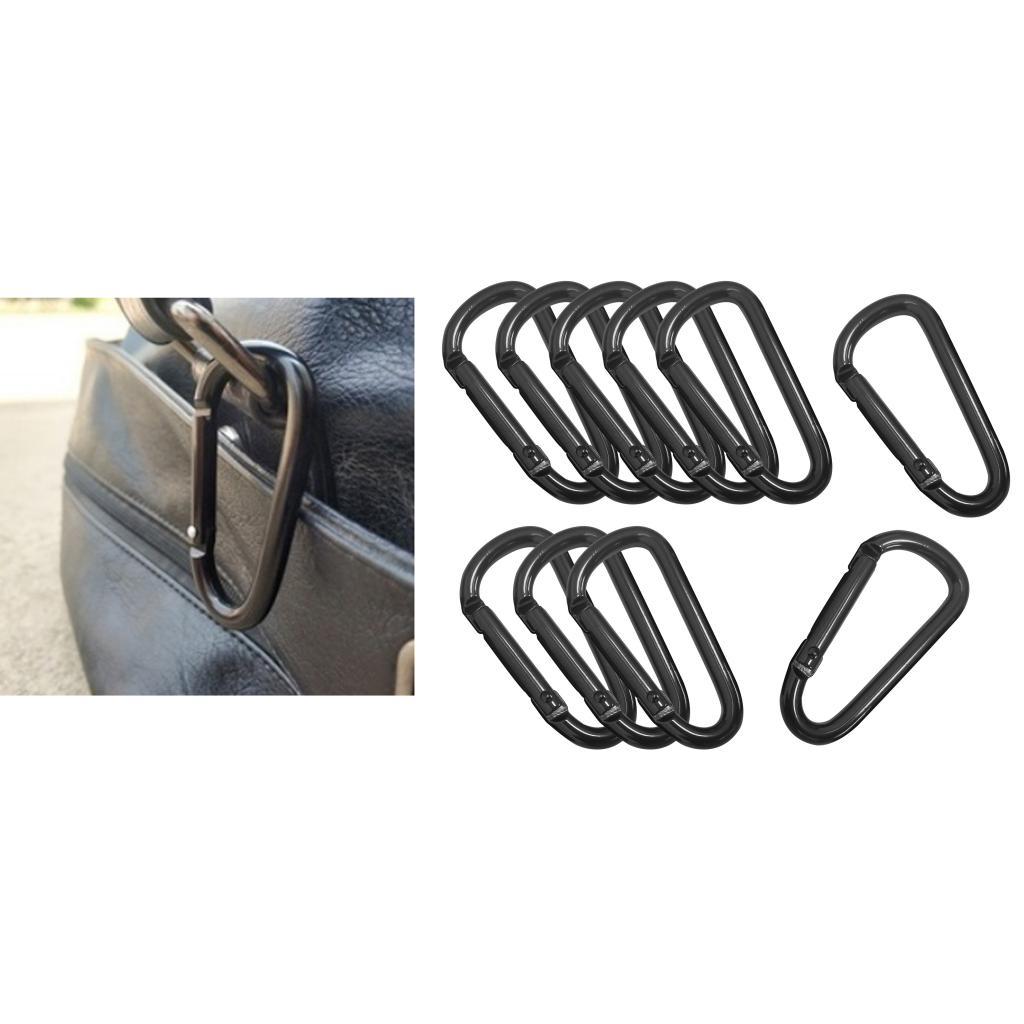 10Pcs/set D Shaped Aluminum Alloy Climbing Buckle Key Carabiner Clips Tools