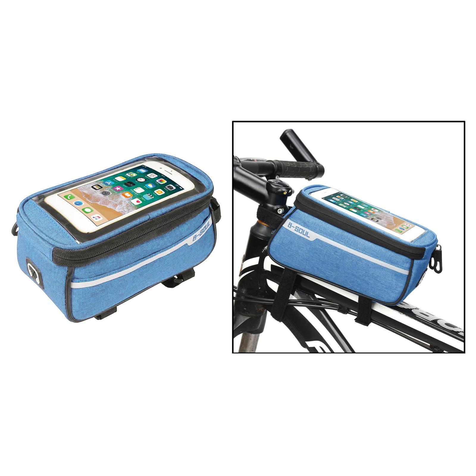 Bicycle Cycling Top Tube Bag MTB Bike Front Frame Bag Phone Holders Blue