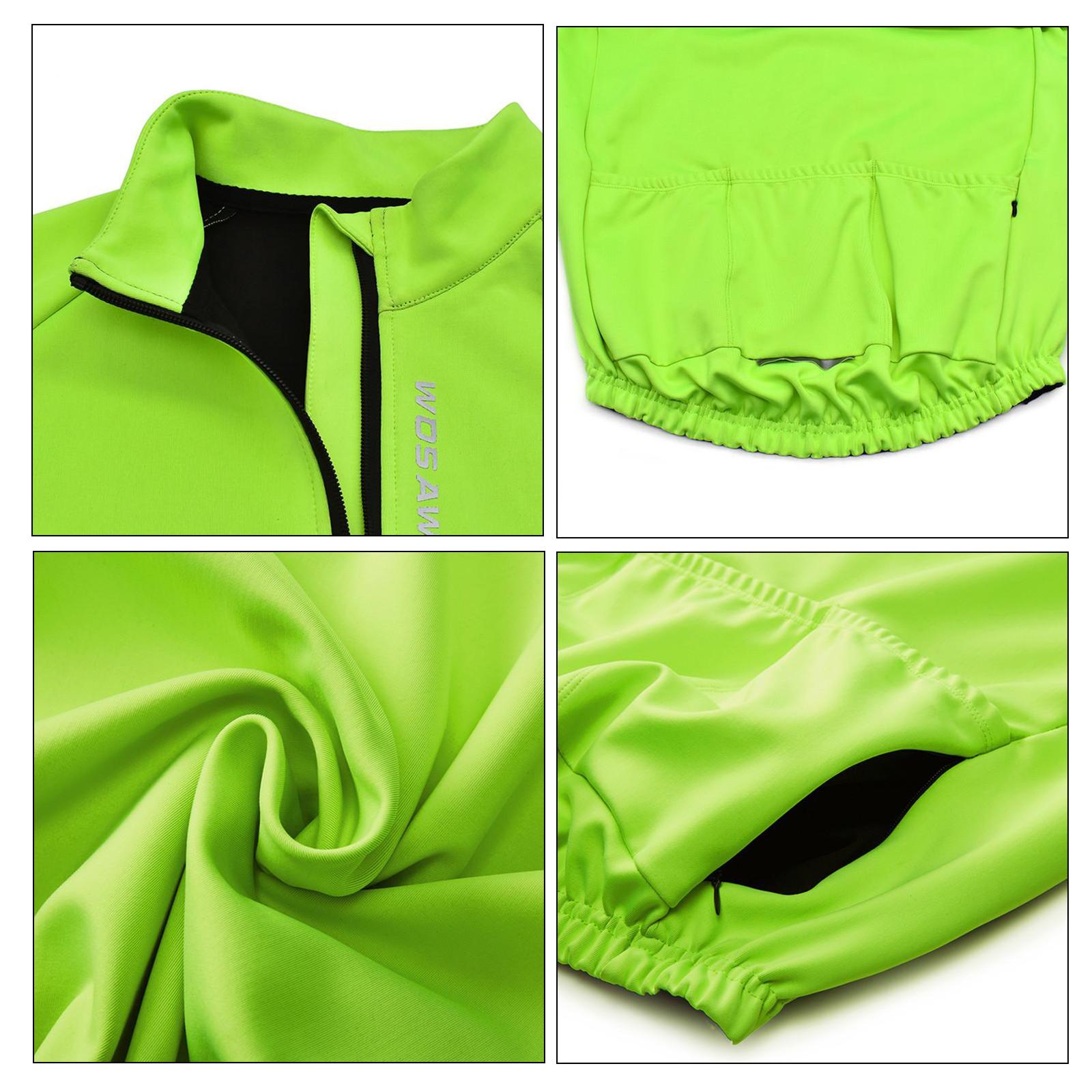 Fleece Winter Cycling Jackets Running Women Men Coat Back Pocket Green M