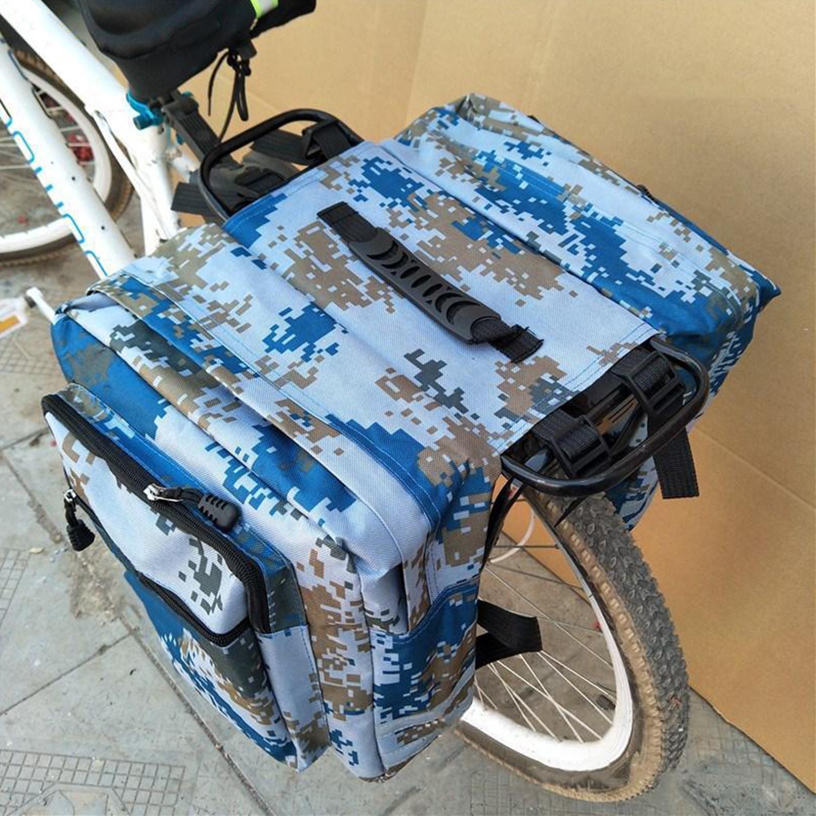 Cycling Bike Bicycle Double Pannier Rear Seat Bag Trunk Bag Camouflage Blue