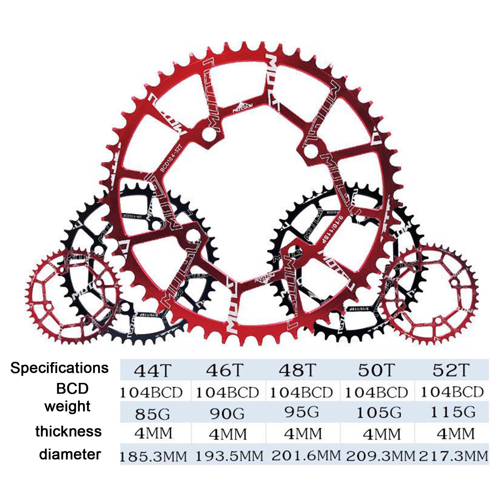 Bike Chainring 40T~52T 104BCD Chainwheel Bicycle Round Chain Ring Red 40T
