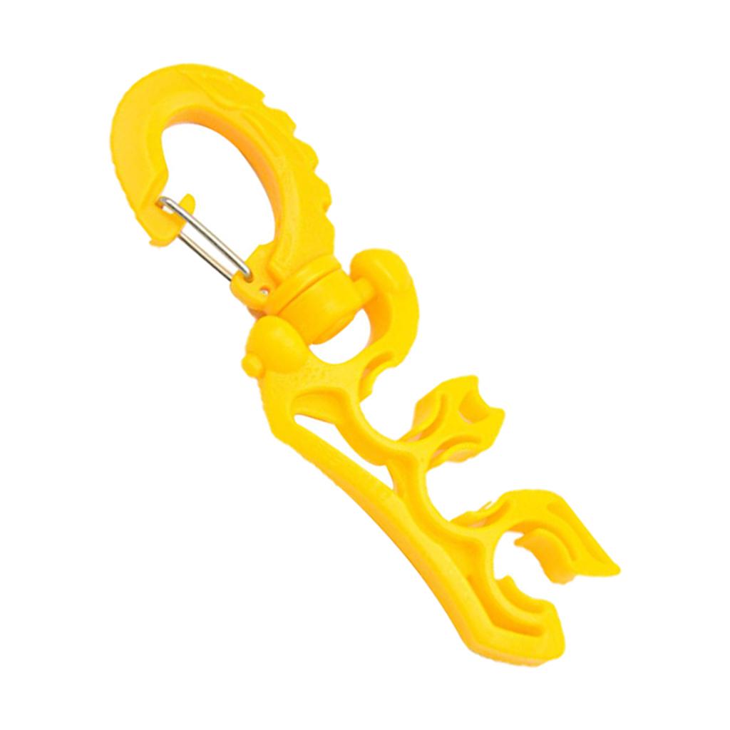 Diving Underwater Triple BCD Hose Retainer with Clip Folding Snap Yellow