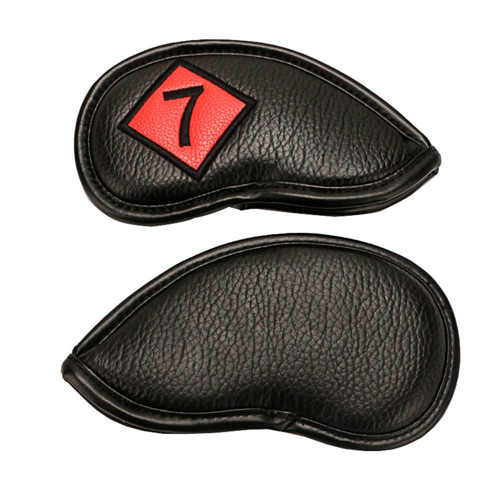 Golf Iron Headcover Club Head Cover Protection Sticker Closure Black+Red