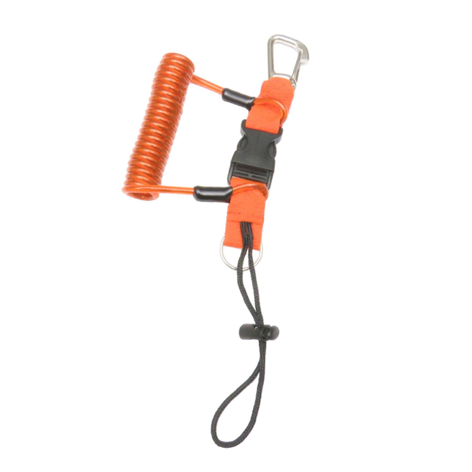 Scuba Safety Diving Lanyard Coil Rope  with Quick Release Buckle Orange